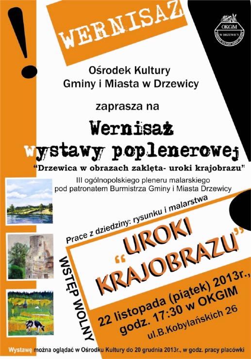 Zaproszenie na wernisaż wystawy poplenerowej "Drzewica w obrazach zaklęta - uroki krajobrazu"